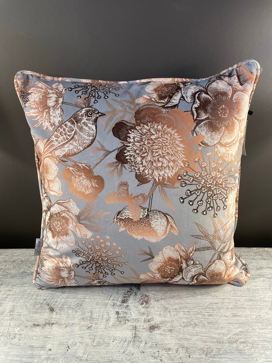 Coussin Imprimé en Velours Oiseau